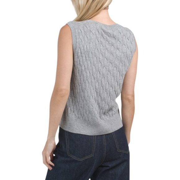ELIE TAHARI Button Down Cable Knit Vest - Picture 2 of 2